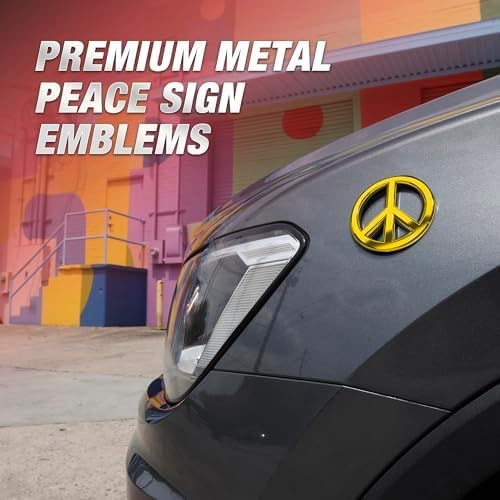 Classic Peace Sign Car Emblem (Gold)