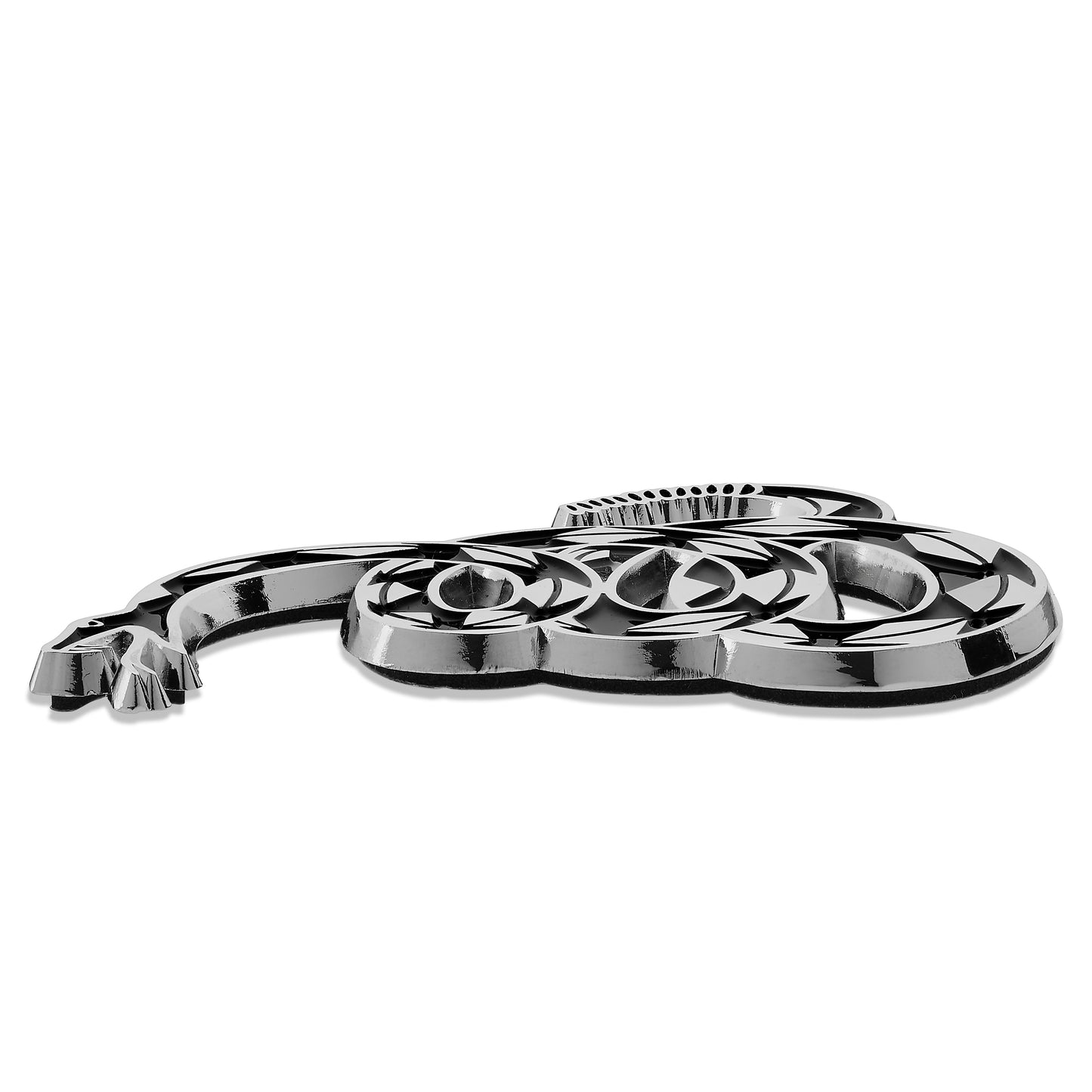 Gadsden "Don't Tread On Me” Rattlesnake Metal Car Emblem (Chrome/Black)