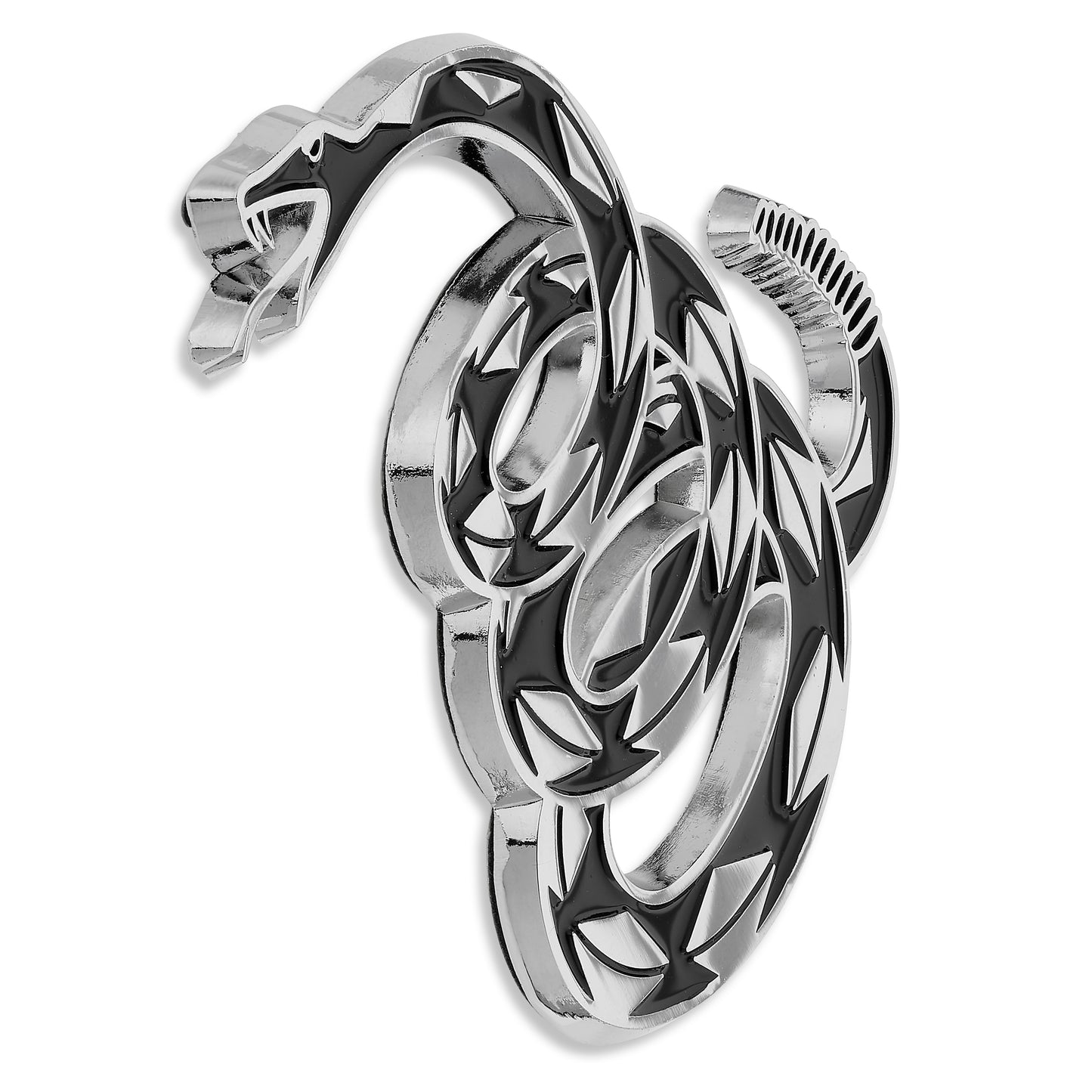 Gadsden "Don't Tread On Me” Rattlesnake Metal Car Emblem (Chrome/Black)