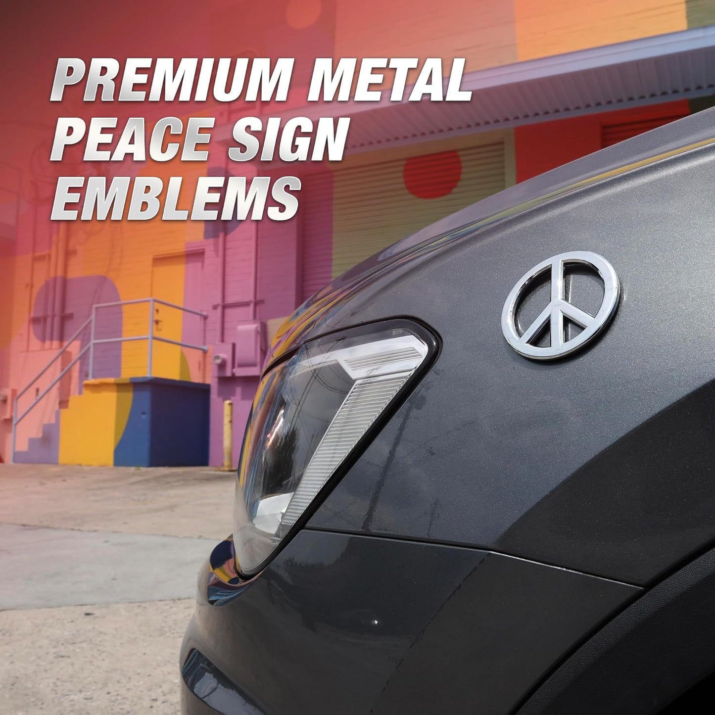 Classic Peace Sign Car Emblem (Chrome)