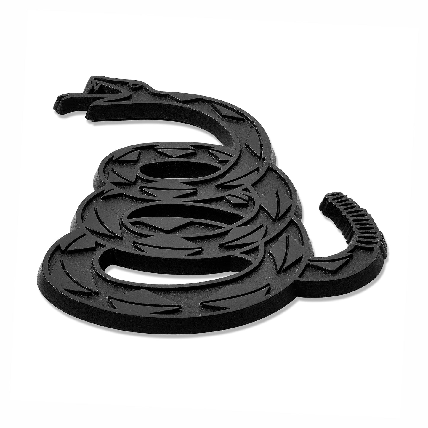 Gadsden "Don't Tread On Me" Rattlesnake Car Emblem (Tactical Black)