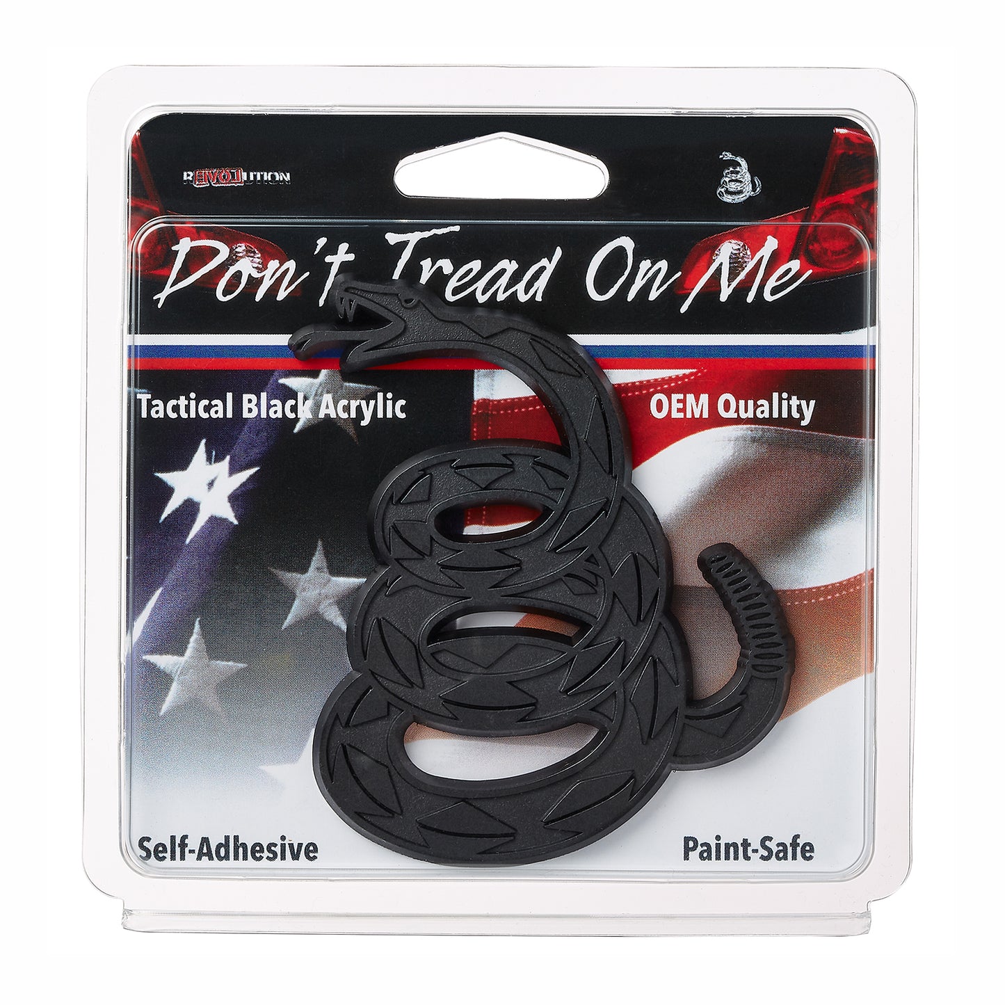 Gadsden "Don't Tread On Me" Rattlesnake Car Emblem (Tactical Black)