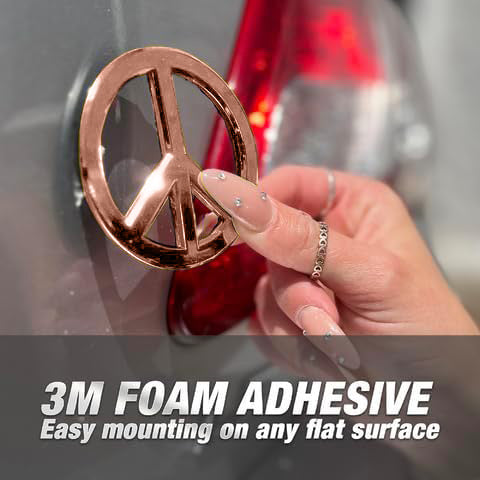 Classic Peace Sign Car Emblem (Rose Gold)