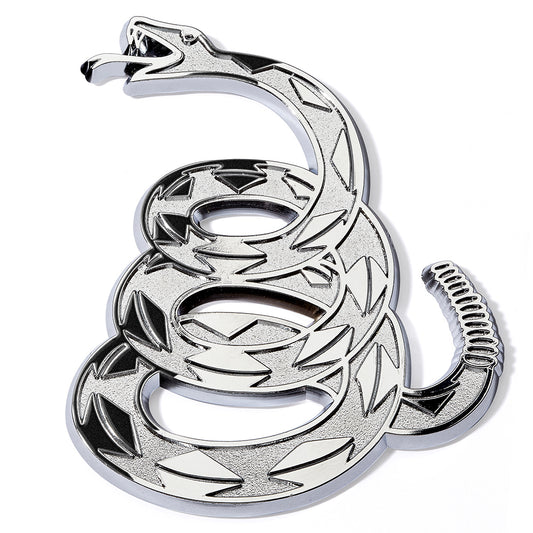 Gadsden "Don't Tread On Me" Rattlesnake Car Emblem (Chrome)