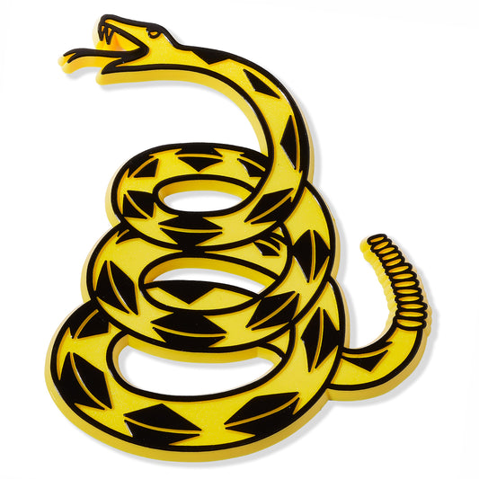 Gadsden "Don't Tread On Me" Rattlesnake Car Emblem (Yellow/Black)