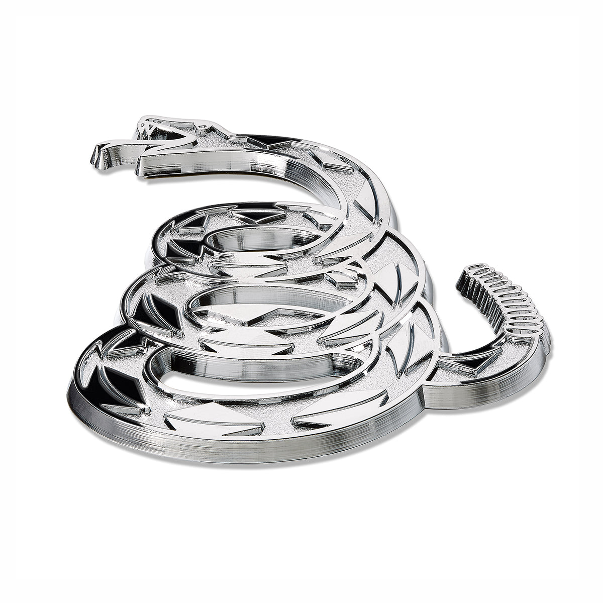 Gadsden "Don't Tread On Me" Rattlesnake Car Emblem (Chrome)
