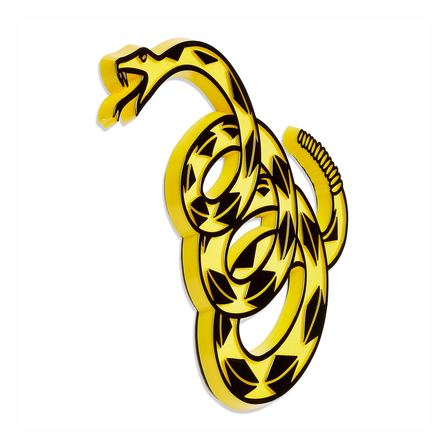 Gadsden "Don't Tread On Me" Rattlesnake Car Emblem (Yellow/Black)