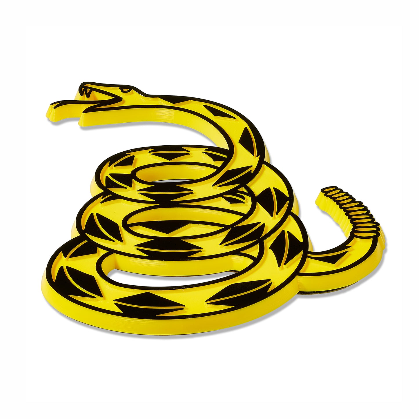 Gadsden "Don't Tread On Me" Rattlesnake Car Emblem (Yellow/Black)