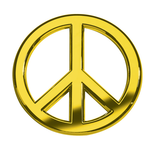 Classic Peace Sign Metal Car Emblem (Gold)