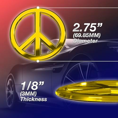 Classic Peace Sign Car Emblem (Gold)