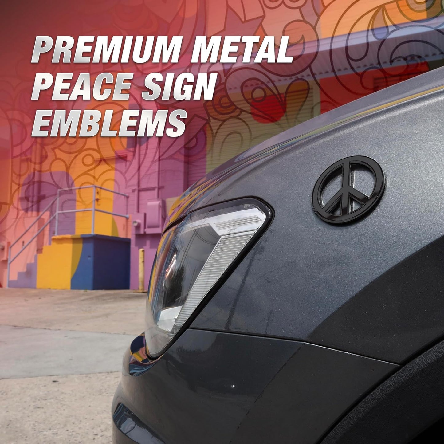 Classic Peace Sign Car Emblem (Black)